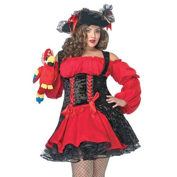 Plus Vixen Pirate Wench Costume Red Womens Size 1x 2x Halloween Cosplay Dress - Picture 5 of 9